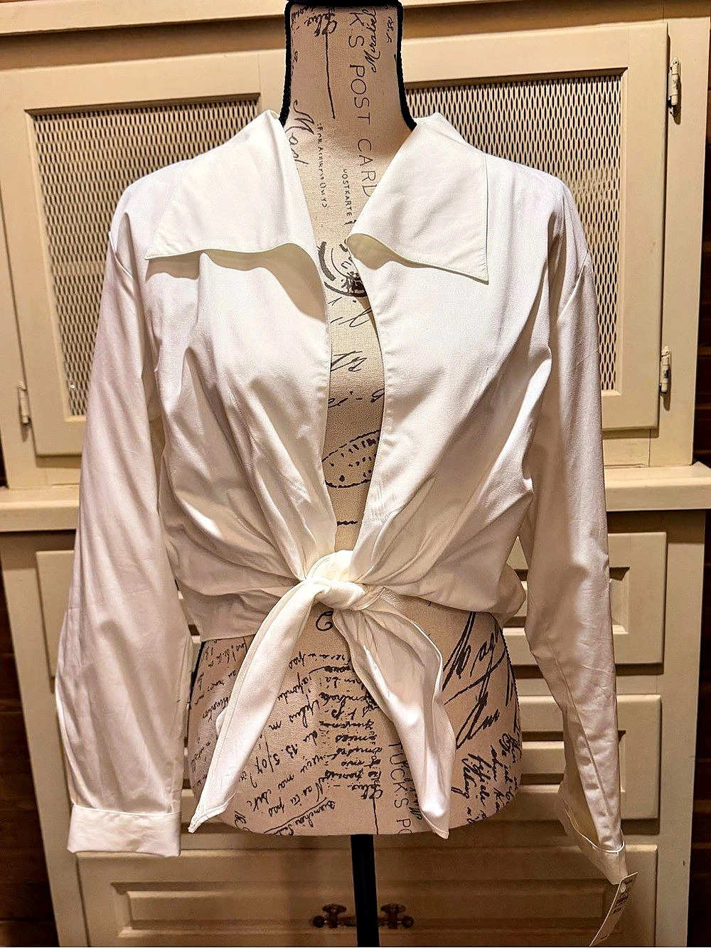 VTG Gottex NWT 100% Cotton Tie Front Crop Blouse Coverup
